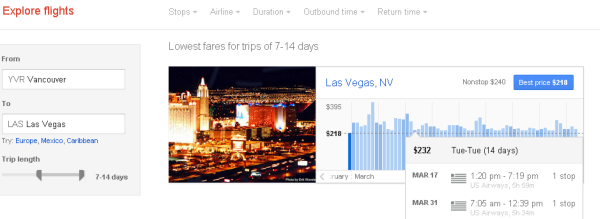 WestJet Canadian Flights under $250 Return to Las Vegas (March/April 2015)