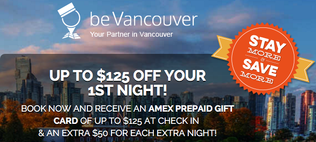 35 Vancouver Hotels Offering $50-$125 AMEX Gift Card – Promo Ends February 2016