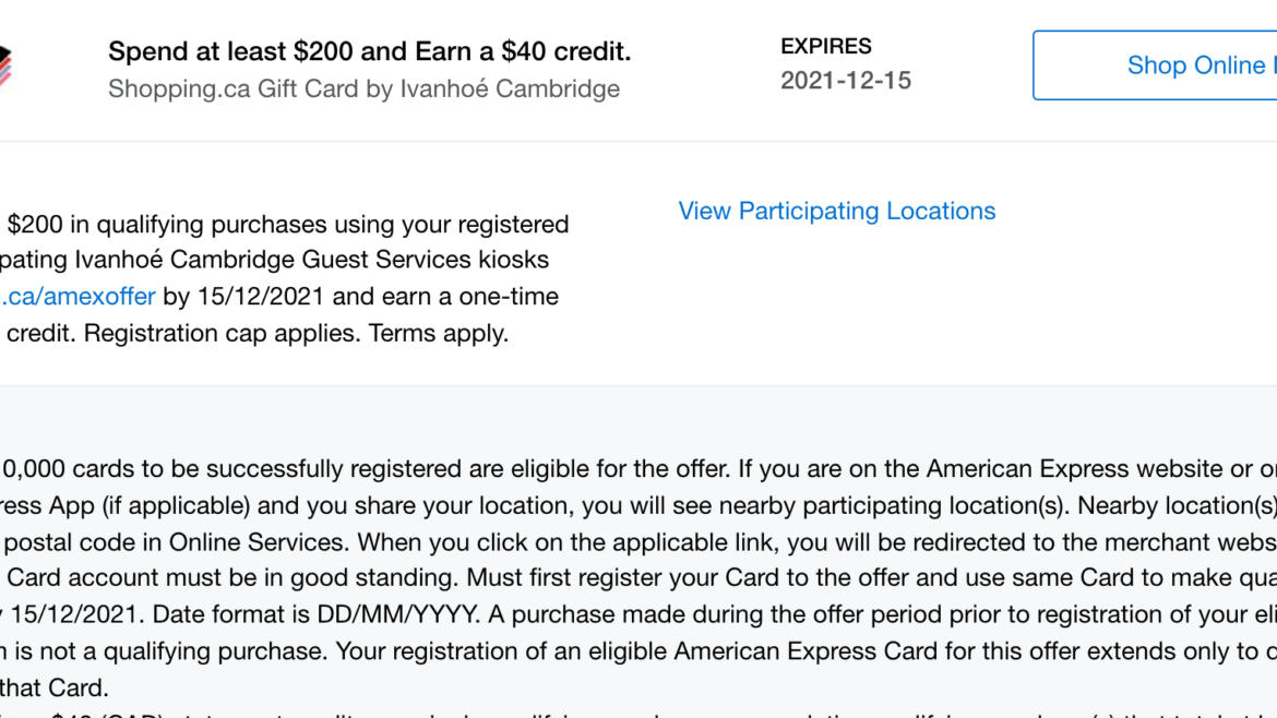 New Fall 2021 American Express Offers – Credits to your account