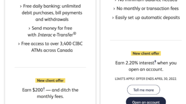 Simplii Financial 2.2% High-Interest Savings + $250 Chequing Acct Bonus – Until March 31, 2022