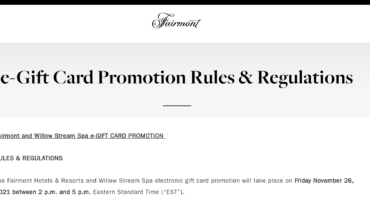Fairmont Gift Card Sale 20% Bonus (Nov 26, 2021 only)